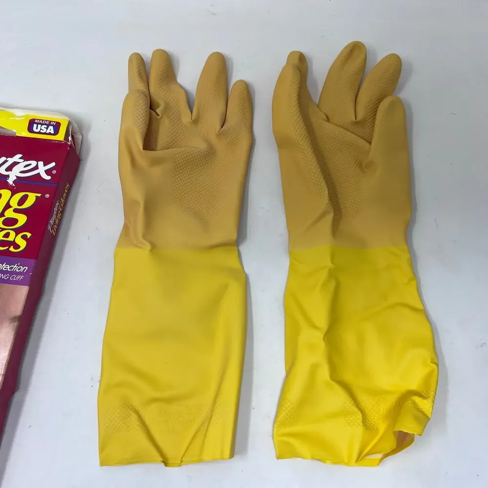 Playtex‎ Living Gloves Medium Vintage Yellow Lined Fits Sizes 7 1/2 - 8 NOS 90s